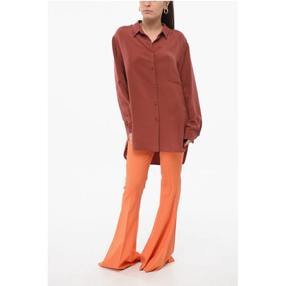 Super Blond Silk Oversized Shirt with Asymmetric Hem