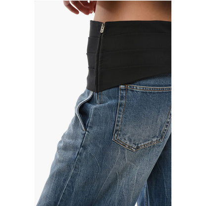 Stella McCartney Mid Washed Straight Fit Denims with Tuxedo Detail 27cm