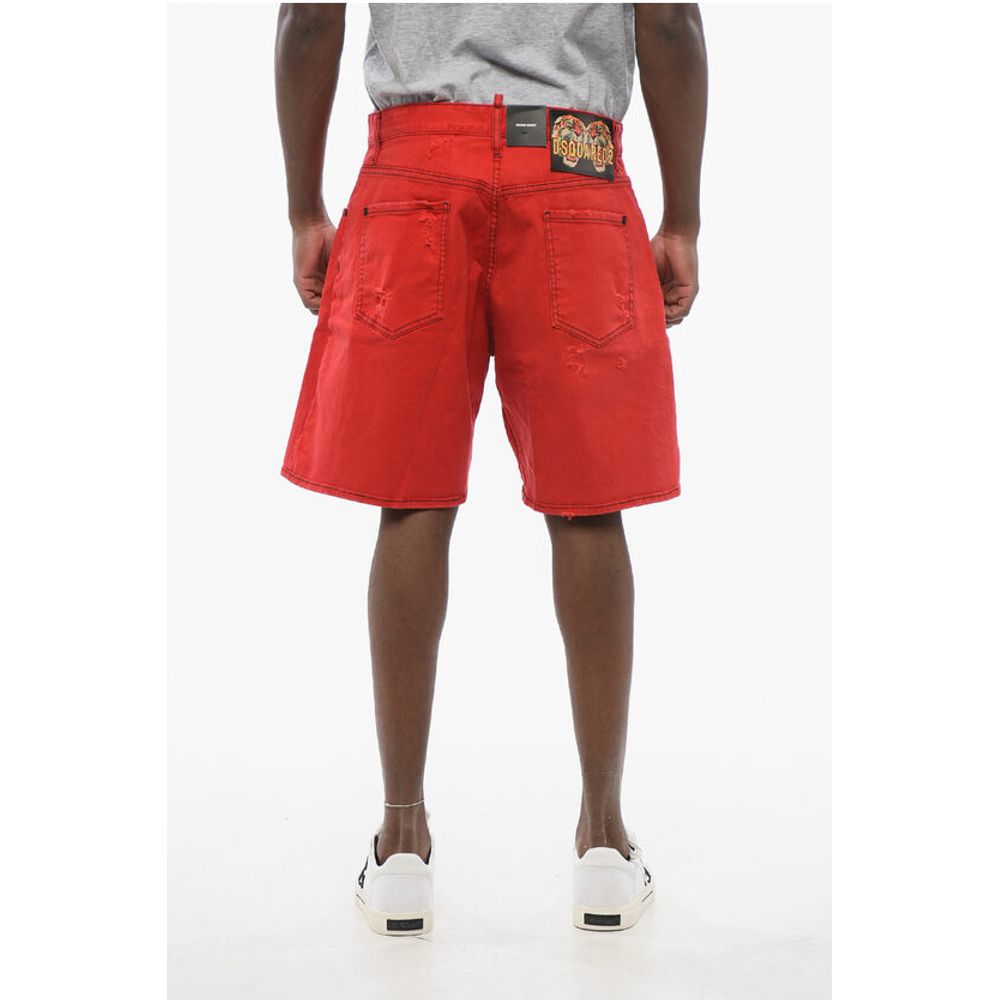 Dsquared² Boxer Fit Distressed Denim Shorts