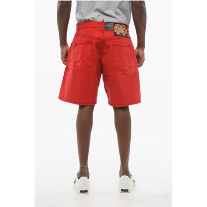Dsquared² Boxer Fit Distressed Denim Shorts