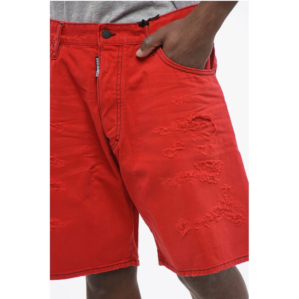 Dsquared² Boxer Fit Distressed Denim Shorts