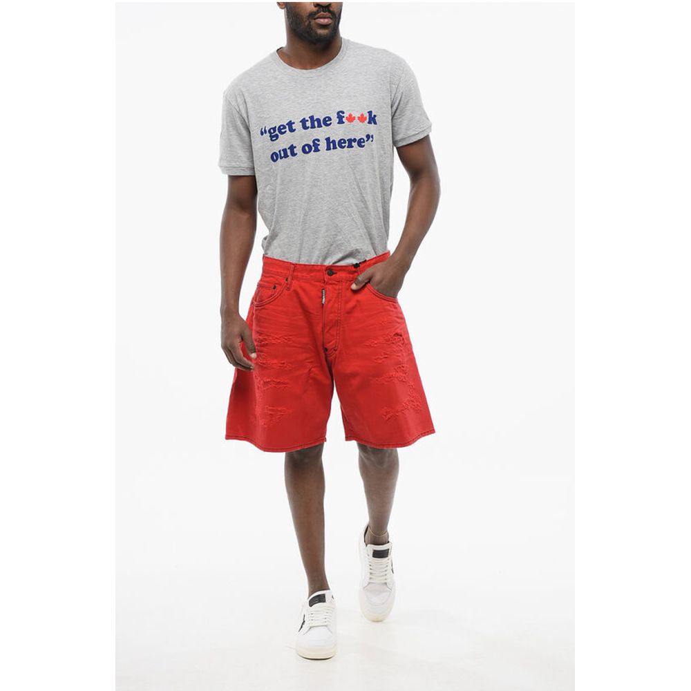 Dsquared² Boxer Fit Distressed Denim Shorts