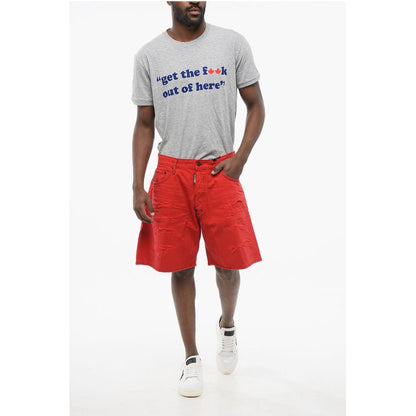 Dsquared² Boxer Fit Distressed Denim Shorts