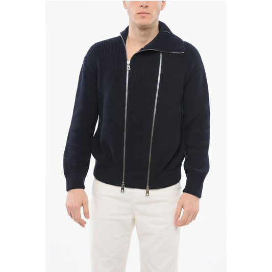 Bottega Veneta Cotton Blend DB ZIP-UP Pullover with Double Front Zip