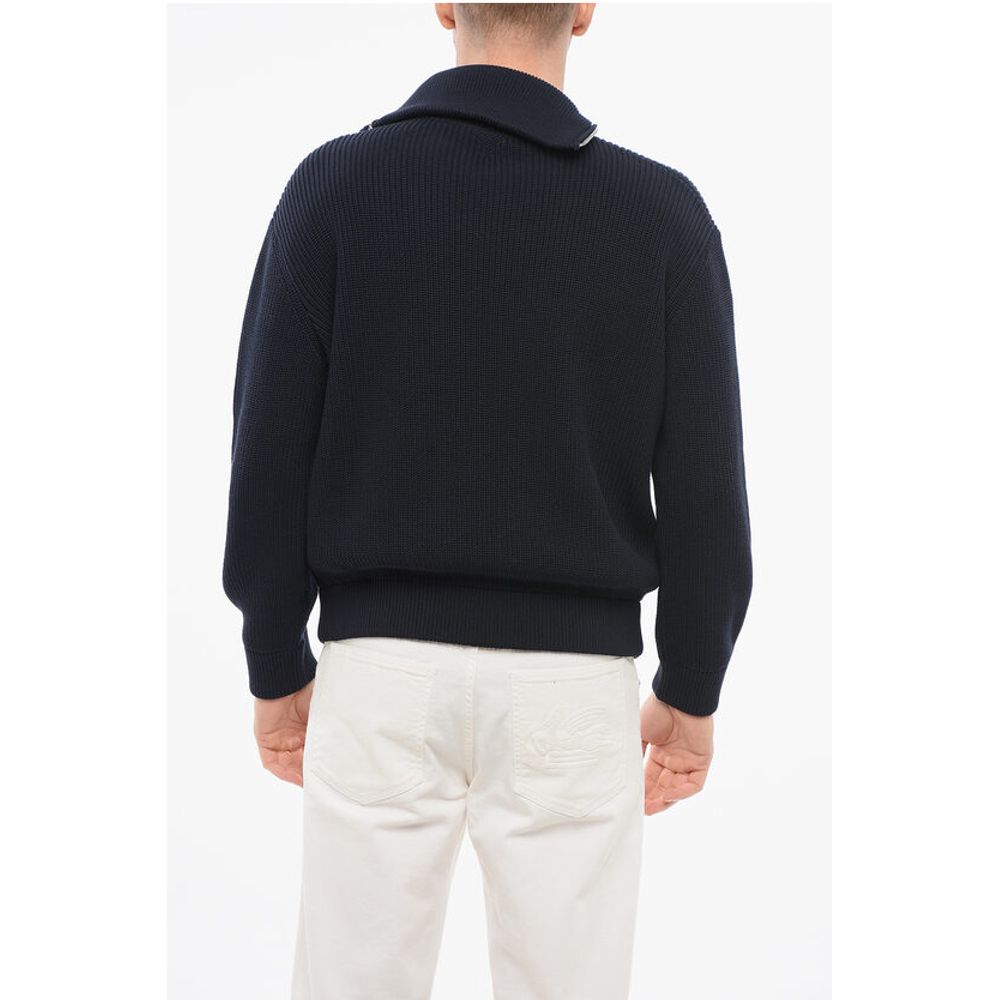 Bottega Veneta Cotton Blend DB ZIP-UP Pullover with Double Front Zip