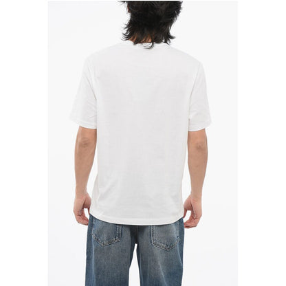 Versace Crew Neck Cotton T-Shirt with Embroidered Logo