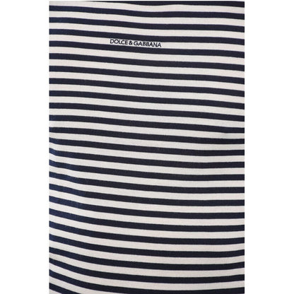 Dolce & Gabbana Crew Neck Virgin Wool Sweater with Awning Stripe Motif