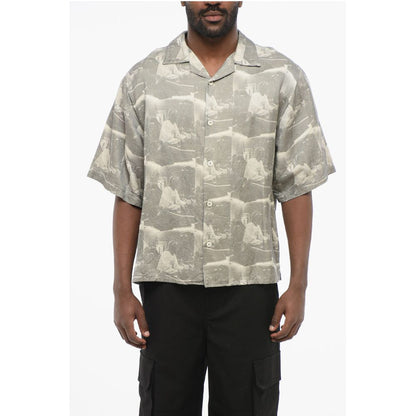 1989 Studio Printed Linen Blend Bowling Shirt