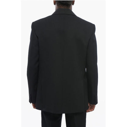 Valentino Double-breasted Virgin Wool Blazer with Tie Detail