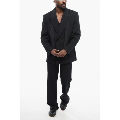 Valentino Double-breasted Virgin Wool Blazer with Tie Detail