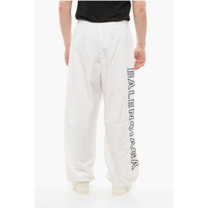 Balenciaga Elastic Waistbanded Wide Leg Pants with Embroidered Logo