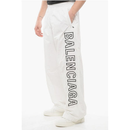 Balenciaga Elastic Waistbanded Wide Leg Pants with Embroidered Logo