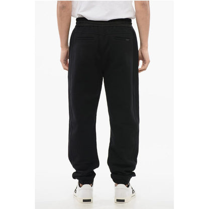 Saint Laurent Cuffed Fleeced Cotton Sweatpants with Nylon Detail