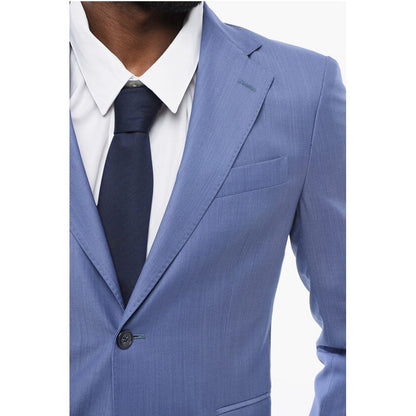 Brian Dales Bird's Eye Wool Suit with Flap Pockets