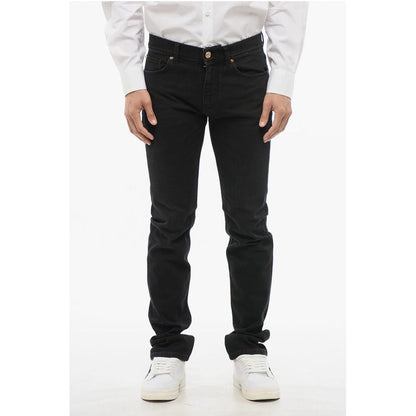 Versace Cotton Slim Fit Denims with Embroidered Logo 17cm