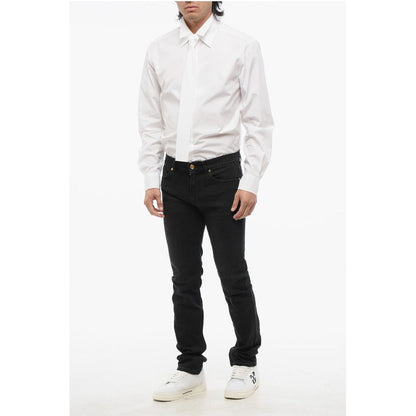Versace Cotton Slim Fit Denims with Embroidered Logo 17cm