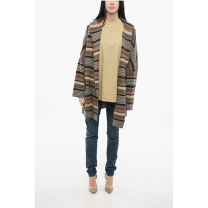 Woolrich Striped Wool Blend Maxi Cardigan with Hood