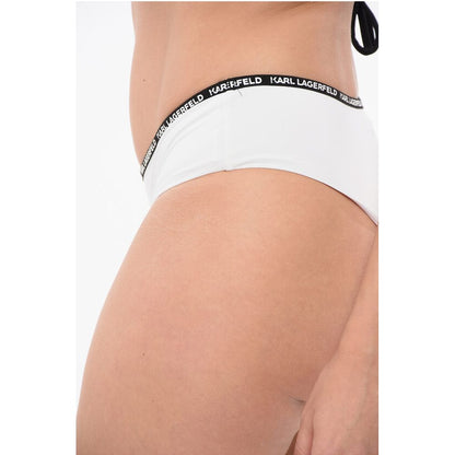 Karl Lagerfeld Solid Color Bikini Bottom with Logoed Contrasting Band