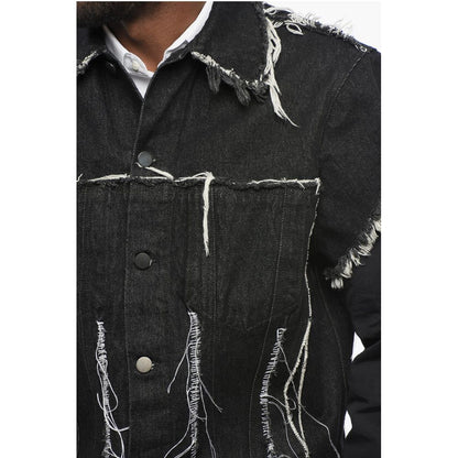 Airei Short Sleeved Denim Jacket with Frayed Details