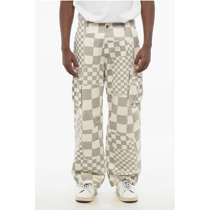 ERL Distressed Effect Two-Tone Checked Cargo Pants
