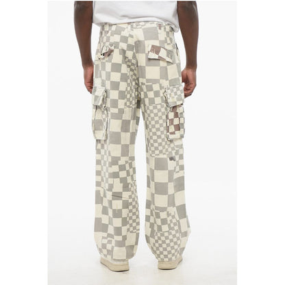 ERL Distressed Effect Two-Tone Checked Cargo Pants