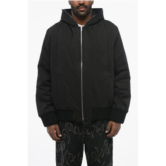 Airei Cotton Padded Jacket with Hood and Knit Edge