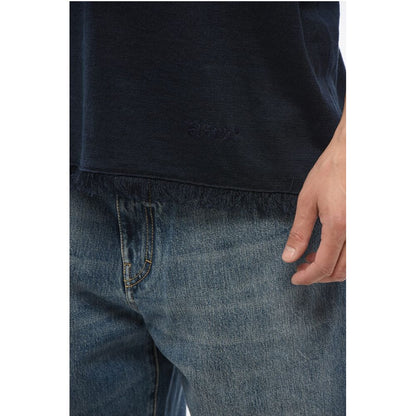 Alanui Linen Crew-neck T-Shirt with Frayed Hem