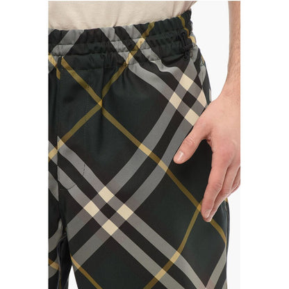 Burberry Tartan Patterned Nylon Sweatpants with Drawstringed Ankle