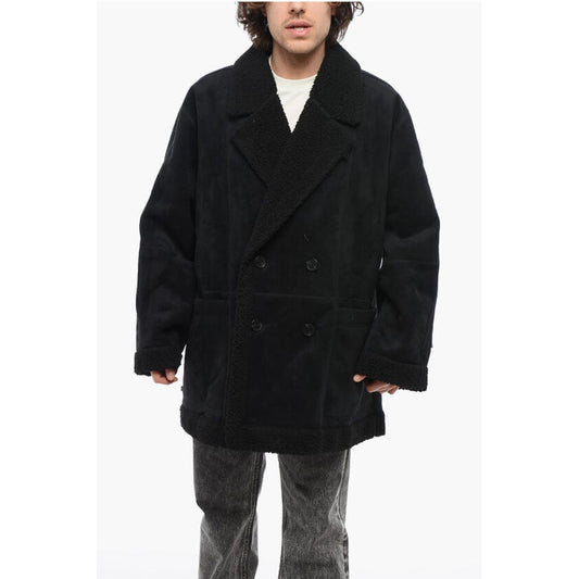 Adidas Double-breasted Eco-Shearling Coat with Patch Pockets