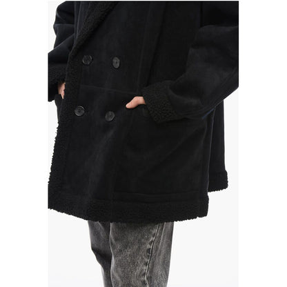 Adidas Double-breasted Eco-Shearling Coat with Patch Pockets