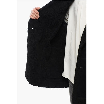 Adidas Double-breasted Eco-Shearling Coat with Patch Pockets
