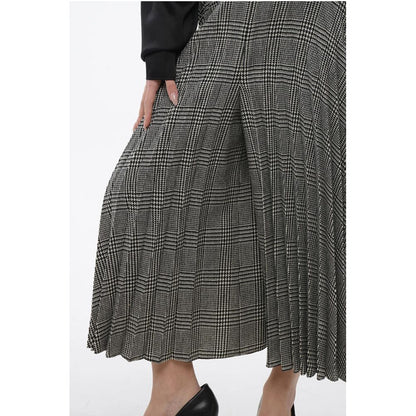 Dior Accordion Wool Blend Gaucho Pants with District Check Patter