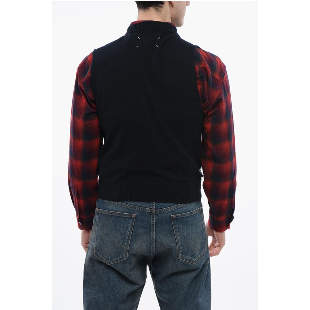 Maison Margiela Destructured Effect Sleeveless V-neck Sweater