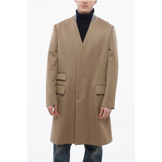 Maison Margiela Single Breasted Wool Coat With Hidden