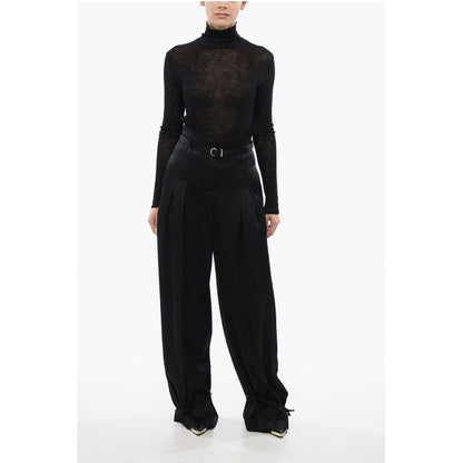 Jil Sander Satin Pants with Lace-up Hems