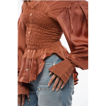 Viktor & Rolf Satin EVENING GATHERINGS Blouse With Ruffles