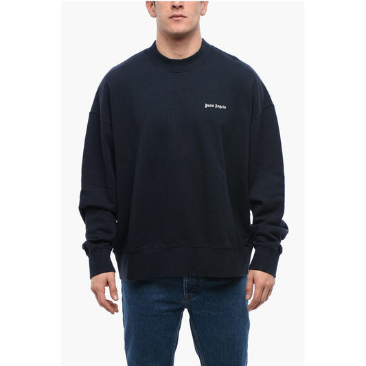 Palm Angels Crew Neck Brushed Cotton Sweatshirt with Embroidered Logo