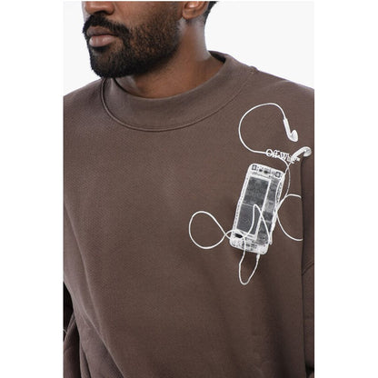 Off-White Oversized Crew-neck Sweatshirt with Print on the Back