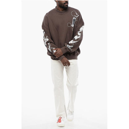 Off-White Oversized Crew-neck Sweatshirt with Print on the Back