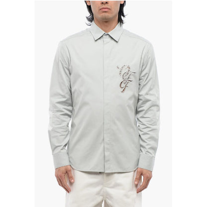 Off-White Cotton NATLOVER Shirt with Openwork Embroidery