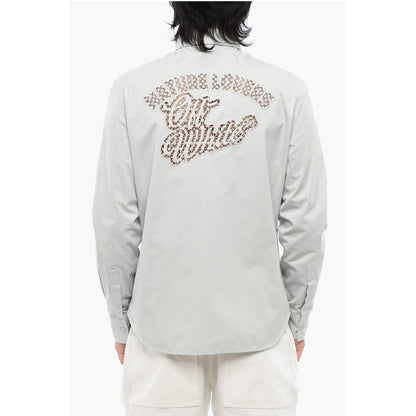 Off-White Cotton NATLOVER Shirt with Openwork Embroidery