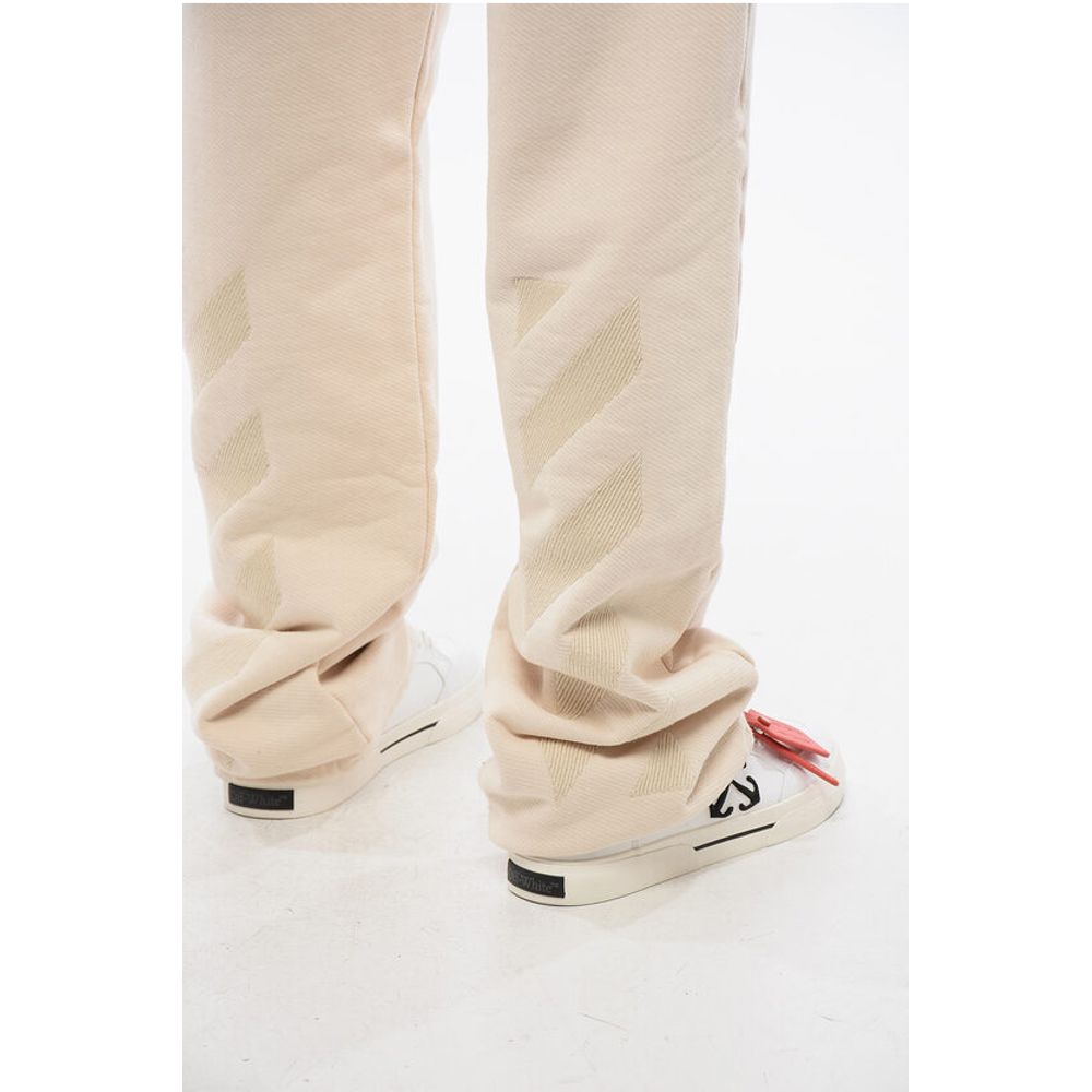 Off-White Embroidered Brushed Cotton Joggers