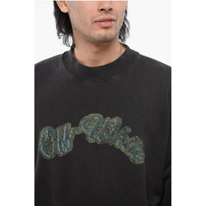 Off-White Brushed Cotton Printed BACCHUS Crewneck Sweatshirt