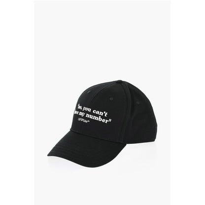 Off-White Cotton QUOTES Cap with Embroidery