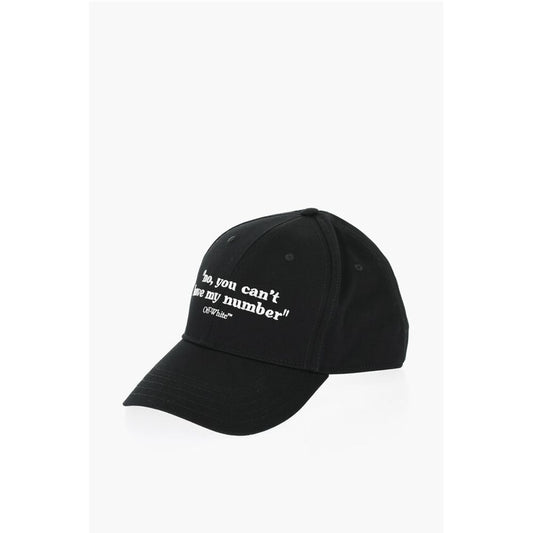 Off-White Cotton QUOTES Cap with Embroidery