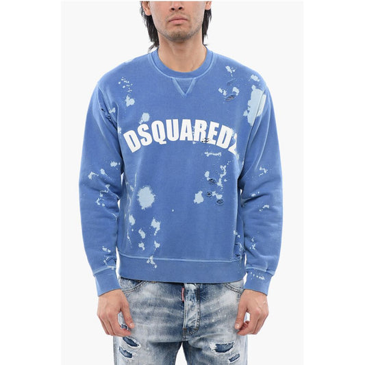 Dsquared² Logo Print Distressed Effect Crewneck Sweatshirt