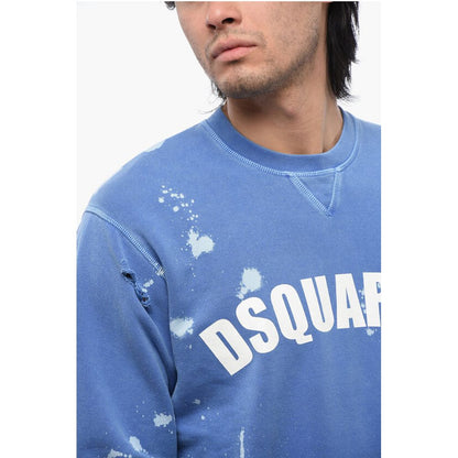Dsquared² Logo Print Distressed Effect Crewneck Sweatshirt