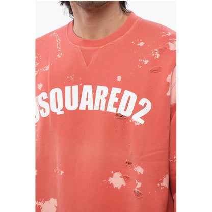 Dsquared² Logo Print Distressed Effect Crewneck Sweatshirt