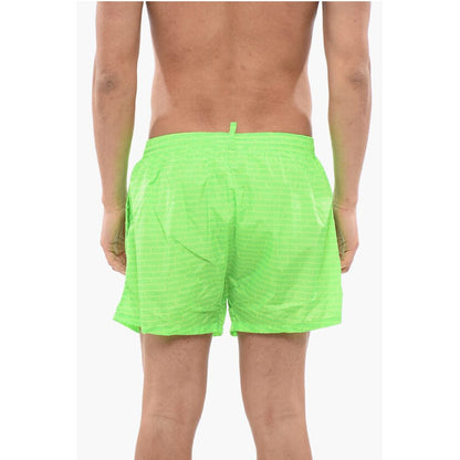Dsquared² Solid Color Swim Shorts with All-Over Logo