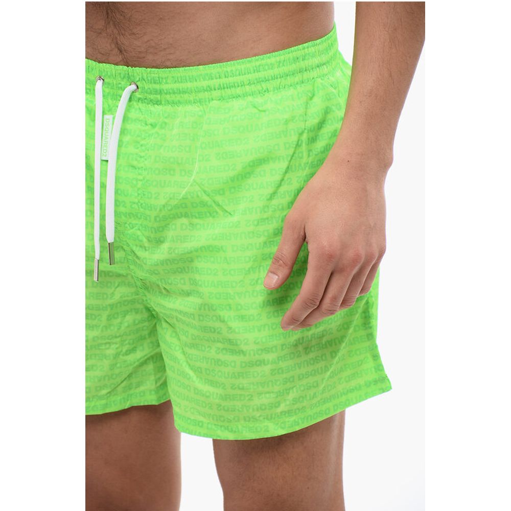 Dsquared² Solid Color Swim Shorts with All-Over Logo